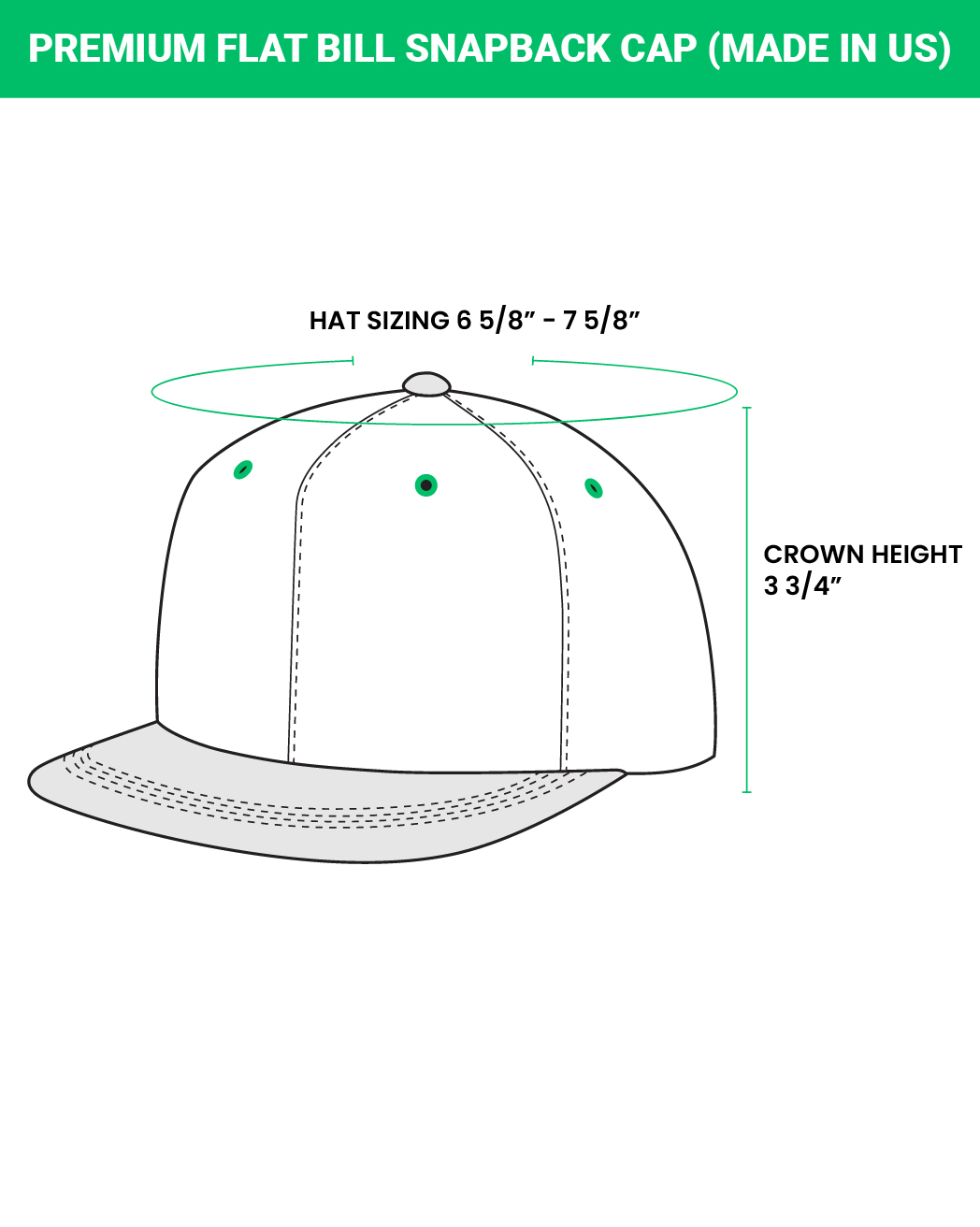 Engraved Leather Patch Premium Flat Bill Snapback Cap 6089M (Made in US)
