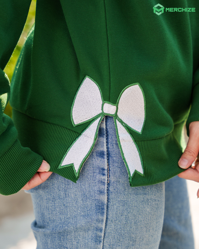 Side Bow Embroidered Sweatshirt