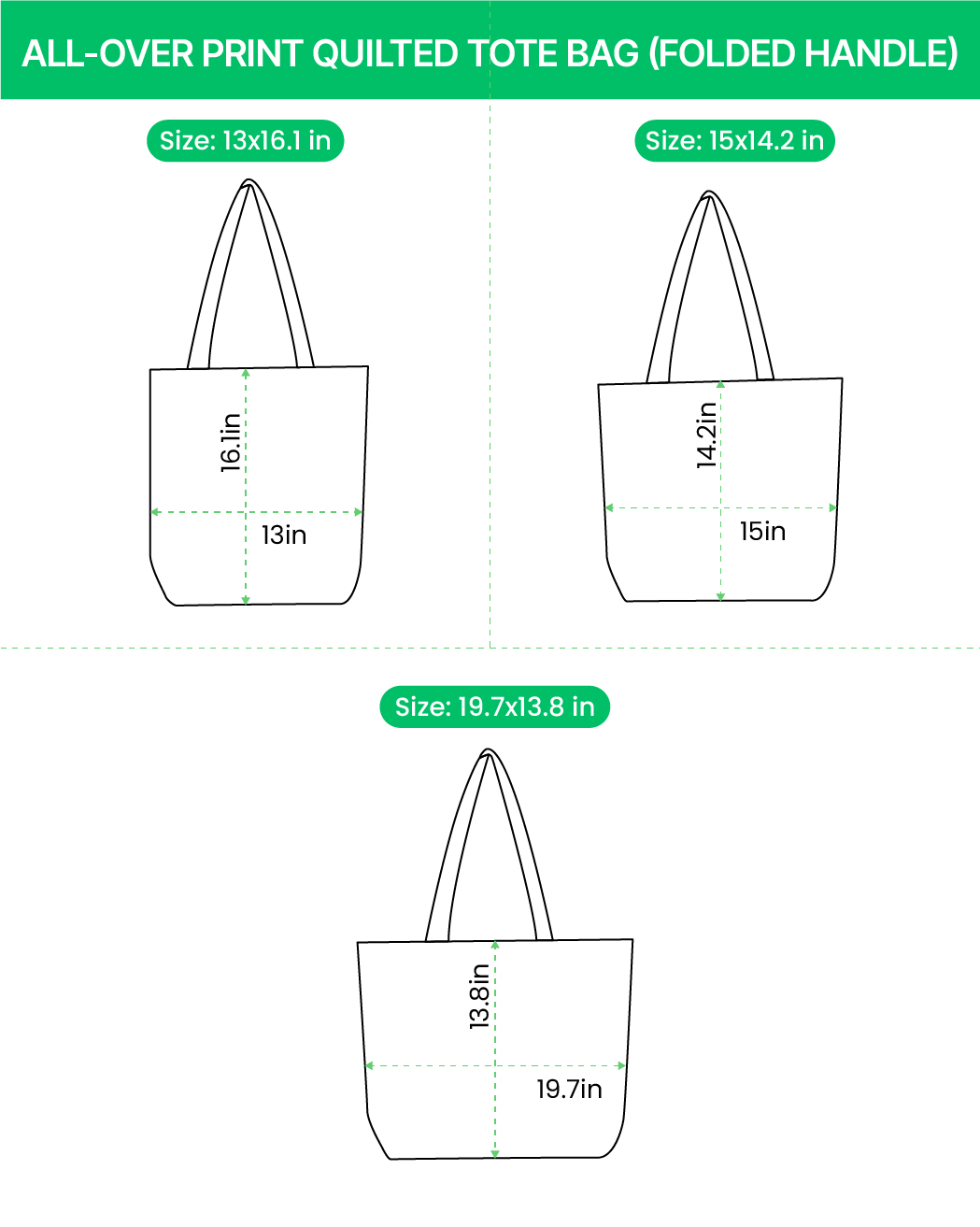 All-over Print Quilted Tote Bag (Folded Handle)
