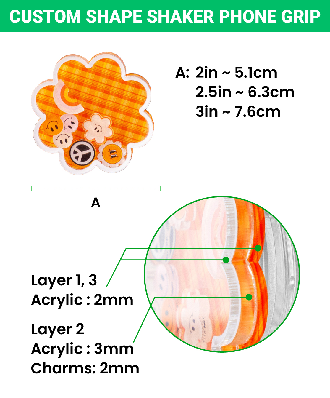  Custom Shape Shaker Phone Grip