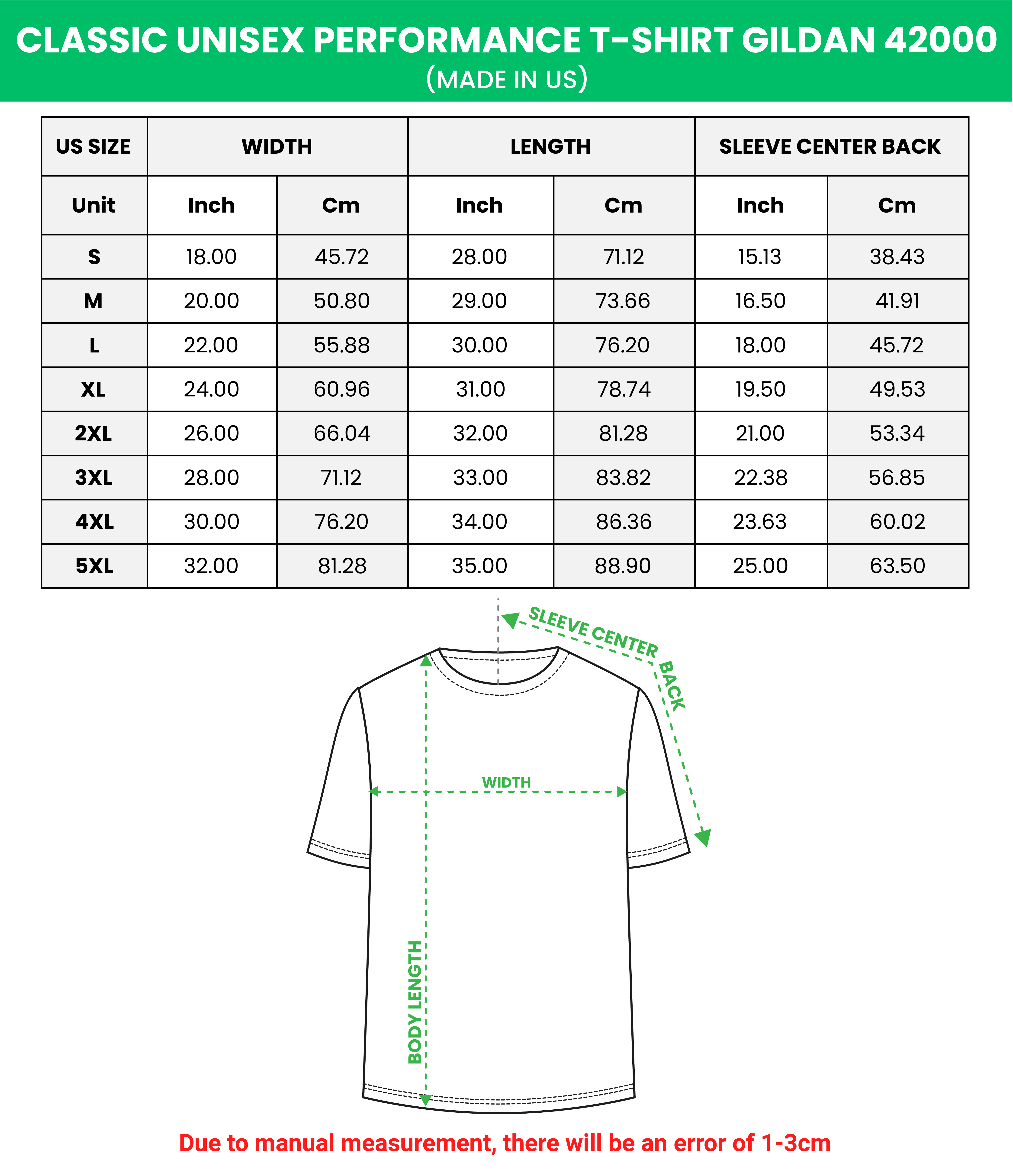 Classic Unisex  Performance T-Shirt Gildan 42000 (Made in US)