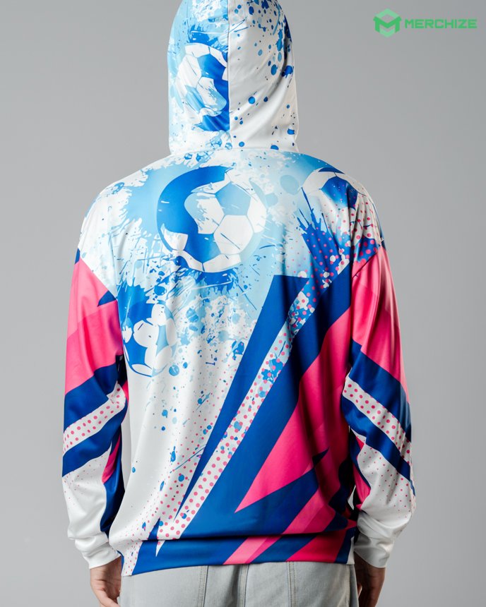 All-over Print Long Sleeve Hooded T-shirt (With Pocket) back side