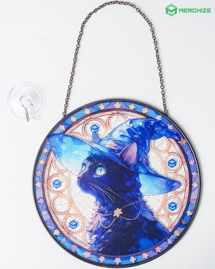 Stained glass suncatcher cat