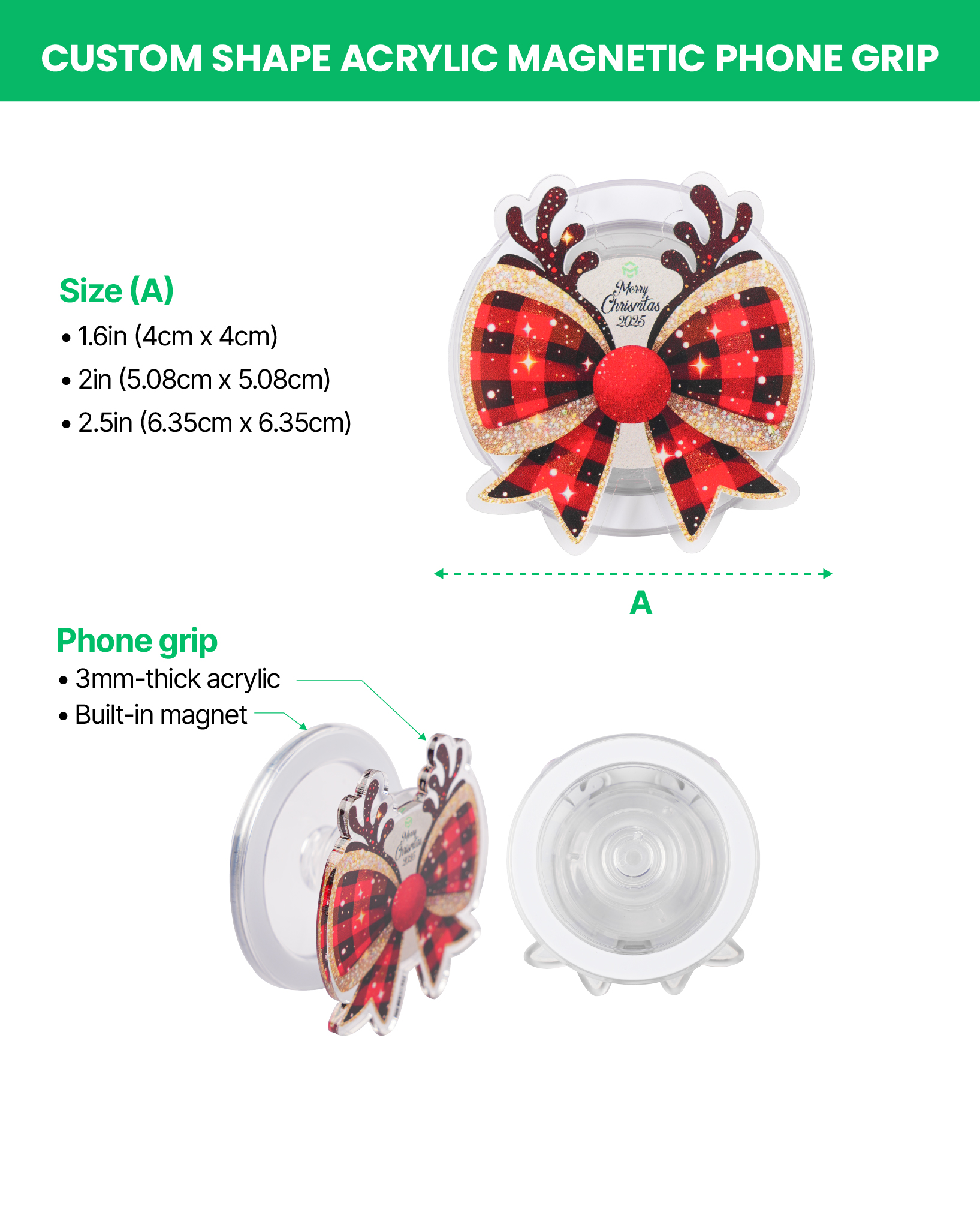 Custom Shape Acrylic Magnetic Phone Grip