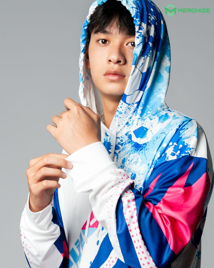 All-over Print Long Sleeve Hooded T-shirt (With Pocket)
