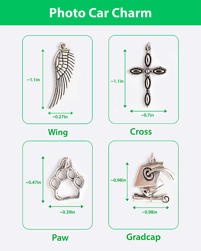 personalized car charms chart