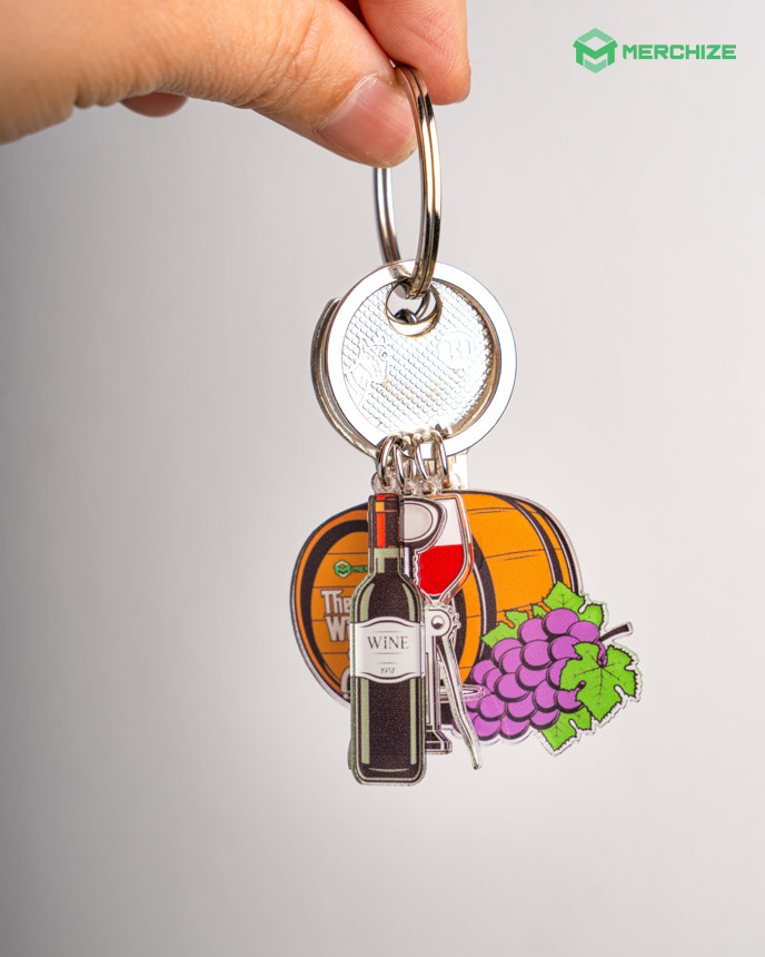 Custom Shape 2-side Printed Multi-Charm Keychain