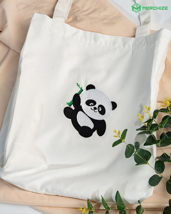 Embroidered Shopping Tote Bag