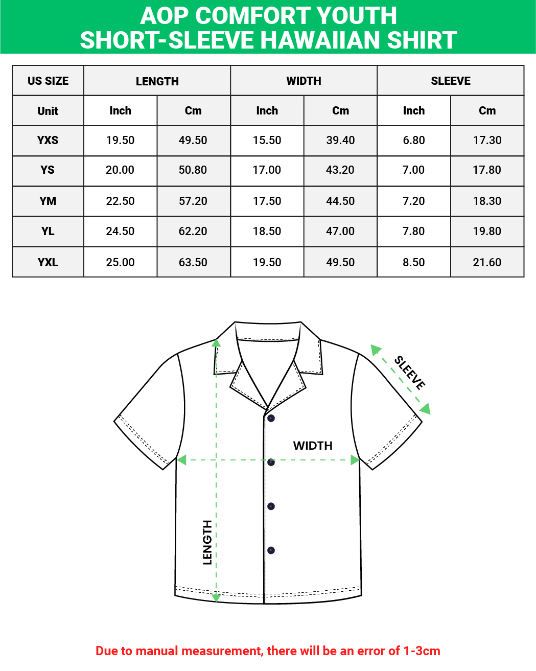 All-over Print Comfort Youth Short-sleeve Hawaiian Shirt