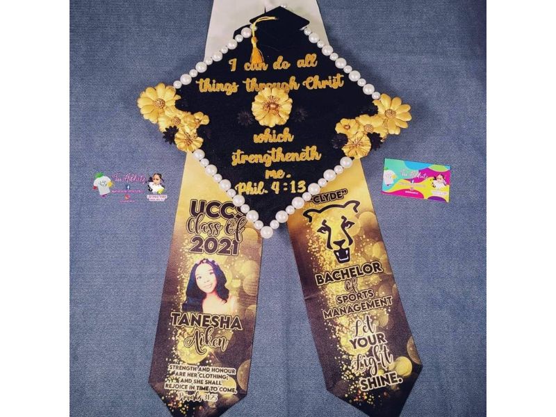 Bundles include a stole, graduation cap, and matching accessories