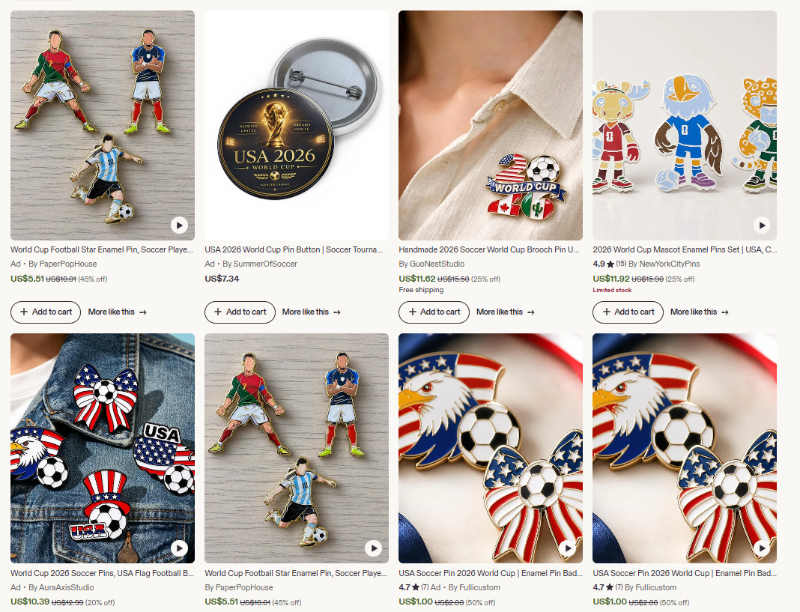 world cup pins and bagdges