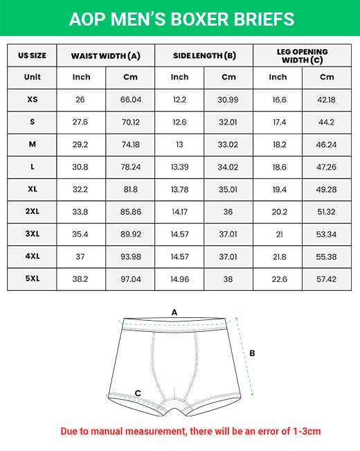 men's boxer briefs size chart