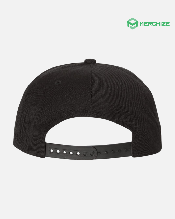 Engraved Leather Patch Premium Flat Bill Snapback Cap 6089M (Made in US)
