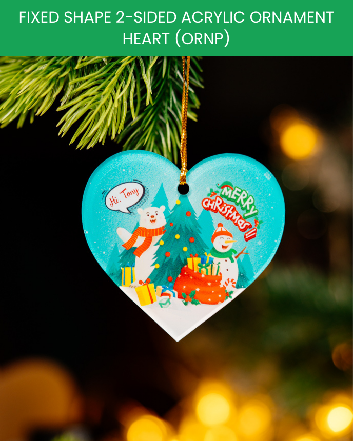 One-sided clear acrylic ornament
