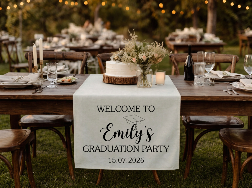 table cloth graduation party idea