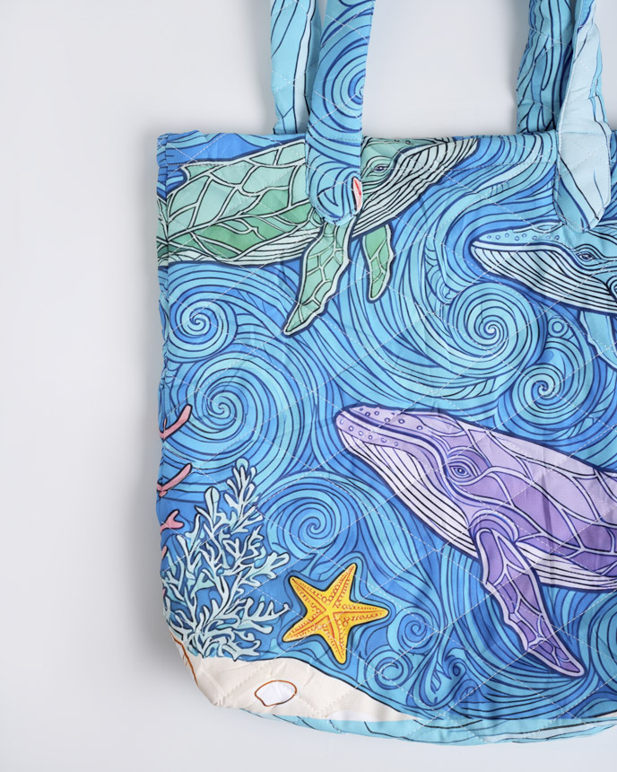 All-over Print Quilted Tote Bag (Folded Handle)