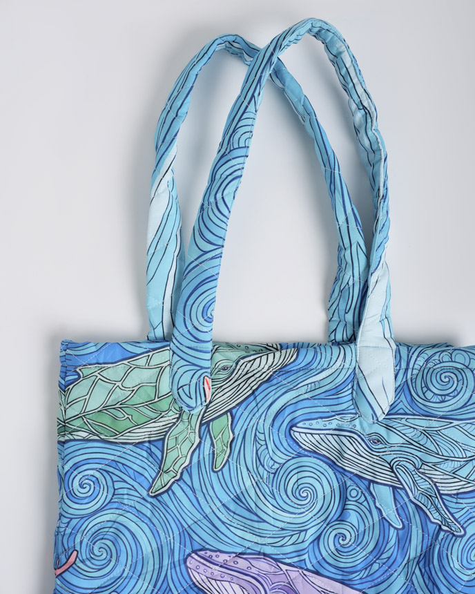 All-over Print Quilted Tote Bag (Folded Handle)