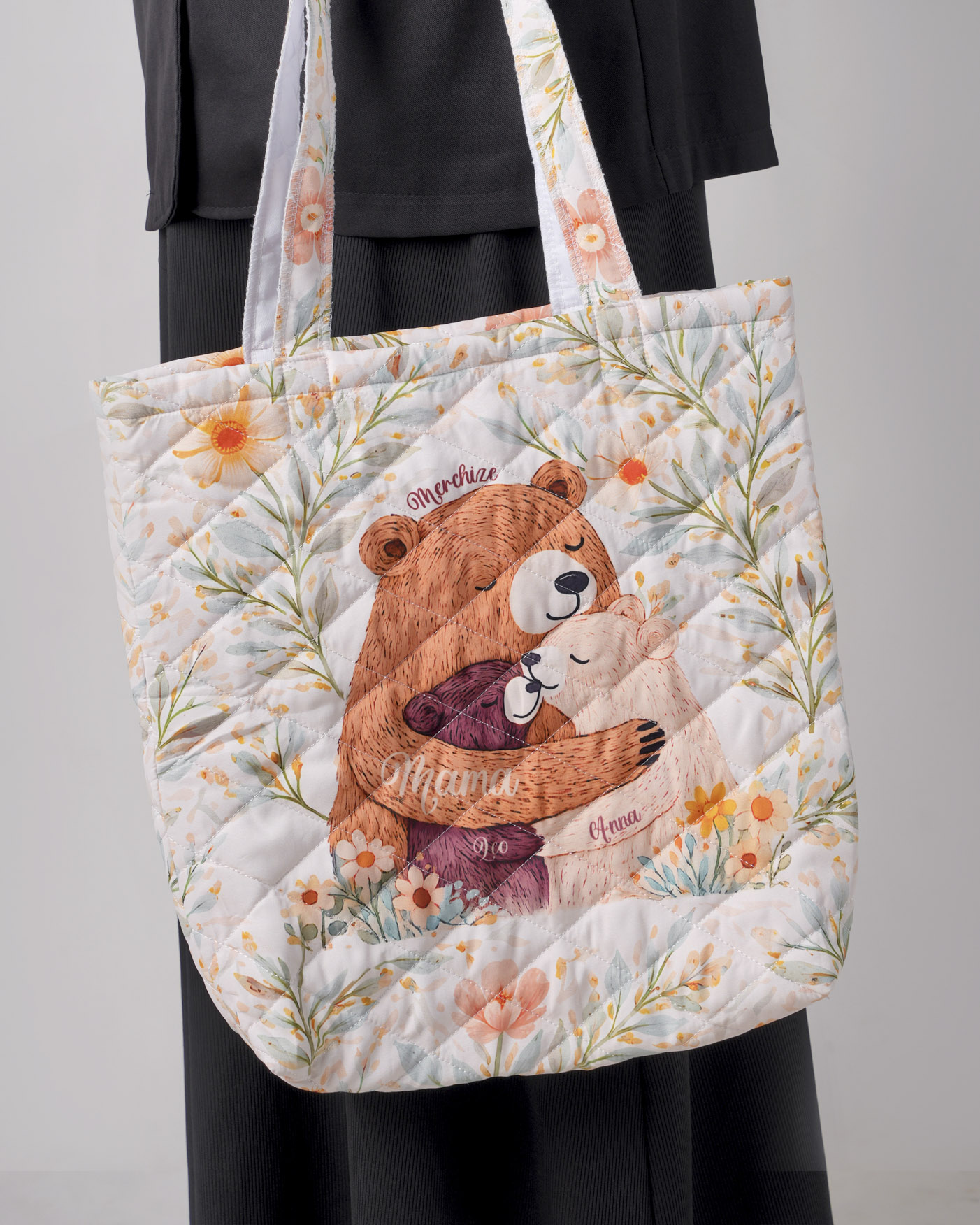All-over Print Quilted Tote Bag
