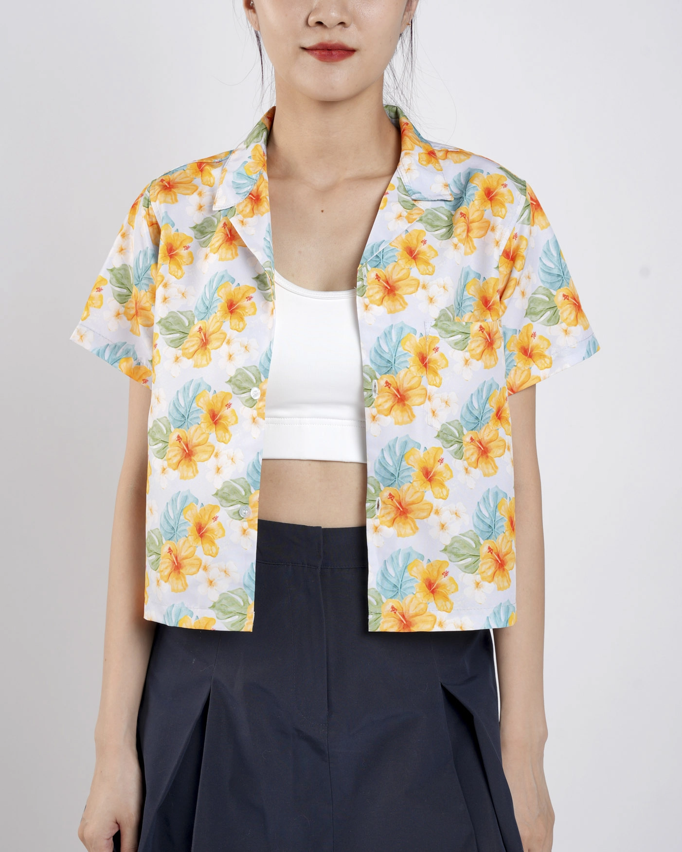 All-over Print Women's Crop Hawaiian Shirt
