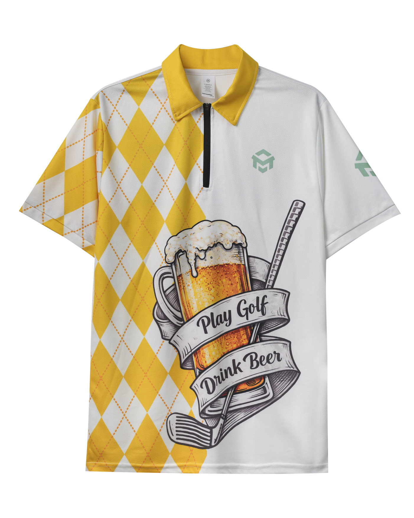 All-over Print Zip Polo Shirt (Lightweight)