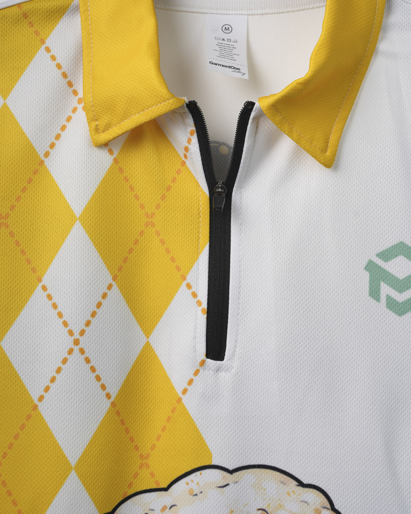 All-over Print Zip Polo Shirt (Lightweight)