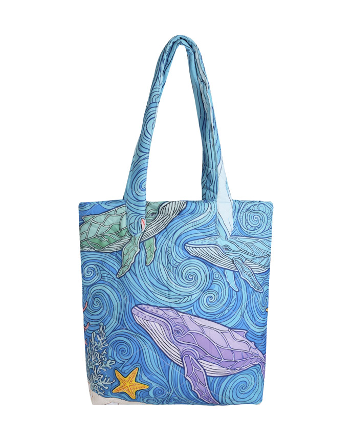 All-over Print Quilted Tote Bag (Folded Handle)